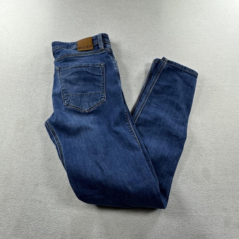 DU/ER Jeans Mens 34 Blue L2X Slim Fit Taper Stretch Performance Denim Pants